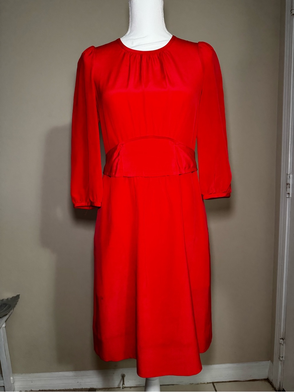 Marc By Marc Jacobs Red Long-Sleeve Midi Dress